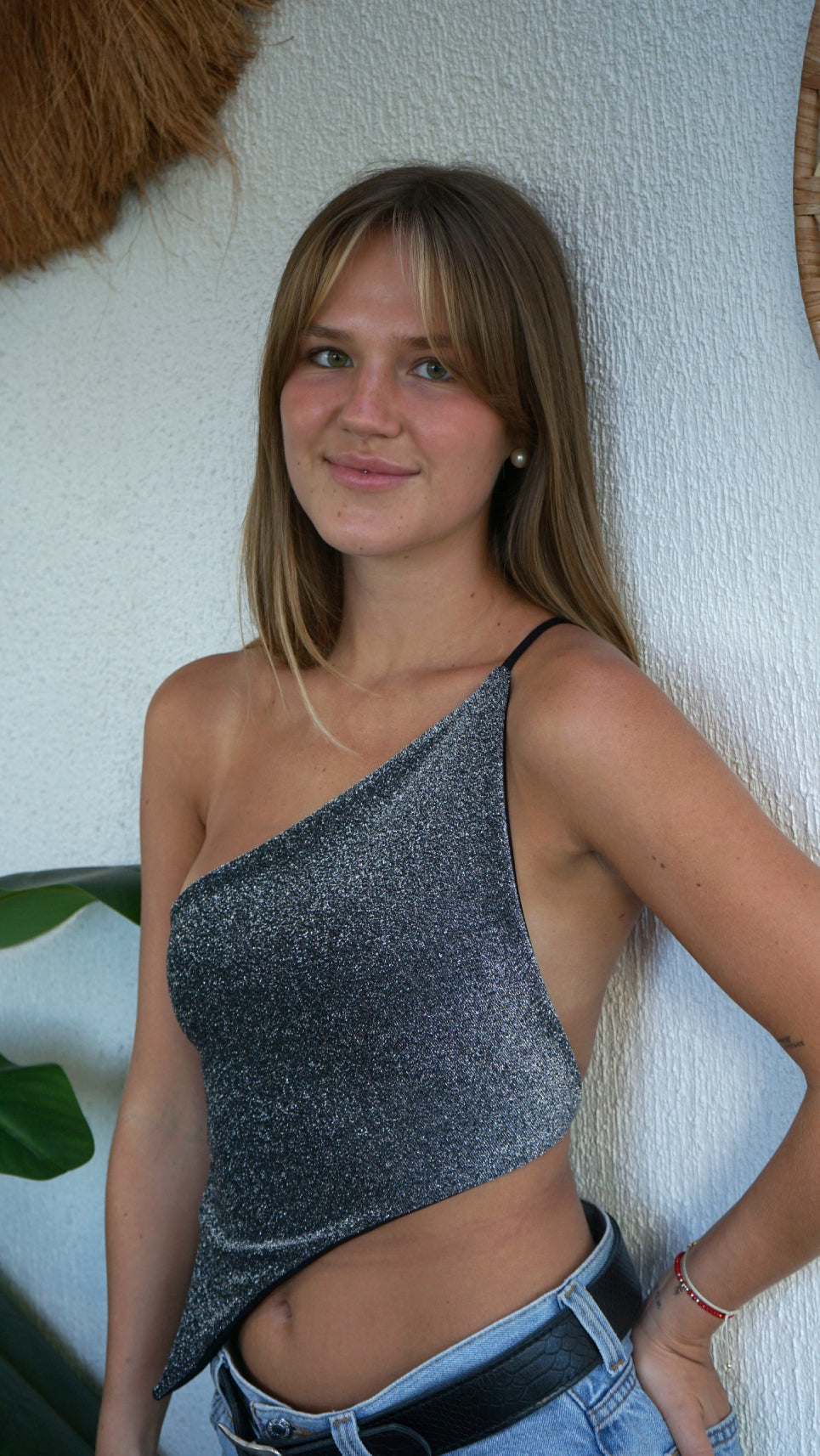 Top Asimetrico plata